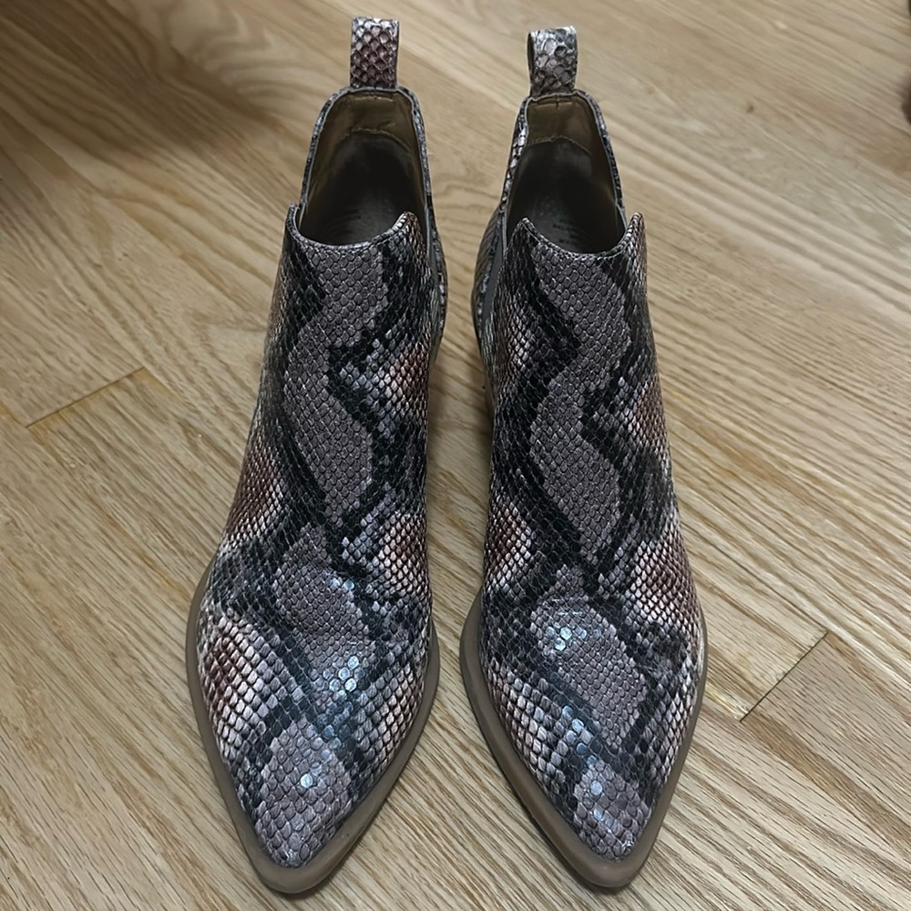 Dolce Vita Snakeskin Ankle Boots - Black and Gray